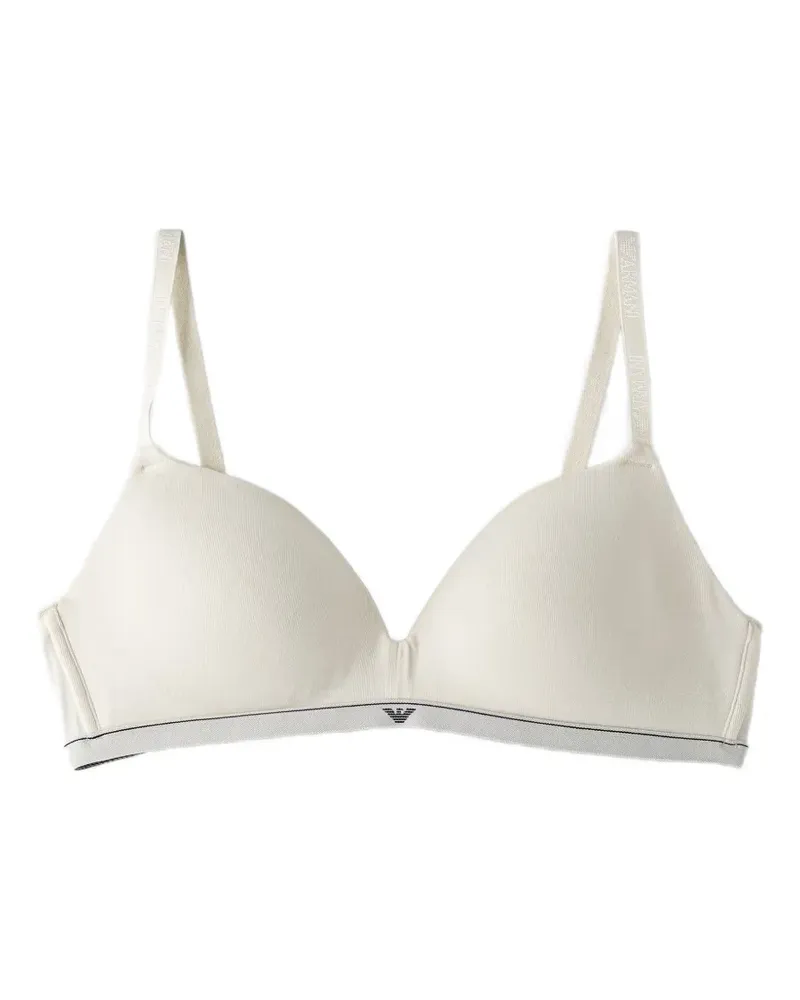 Emporio Armani padded triangle bra in cotton jersey with logo band - Nude Nude