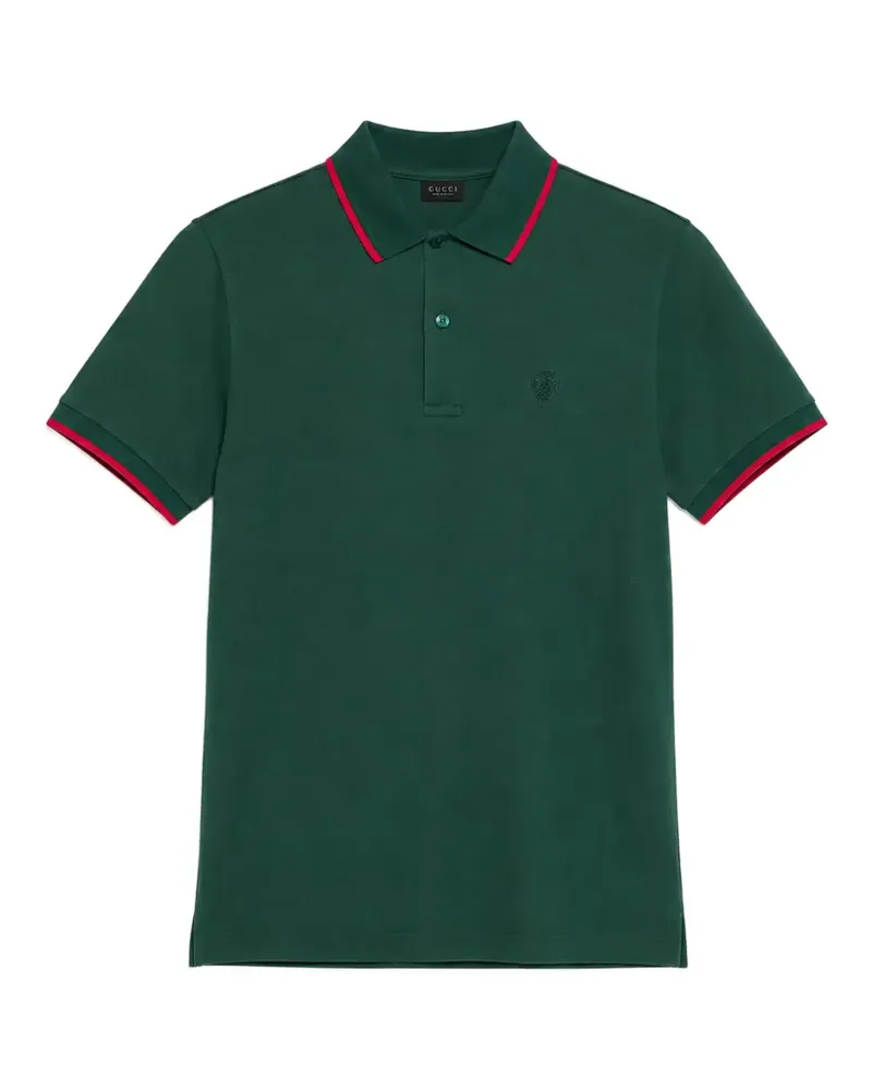 Gucci cotton piquet polo shirt with embroidery - Grün Grün