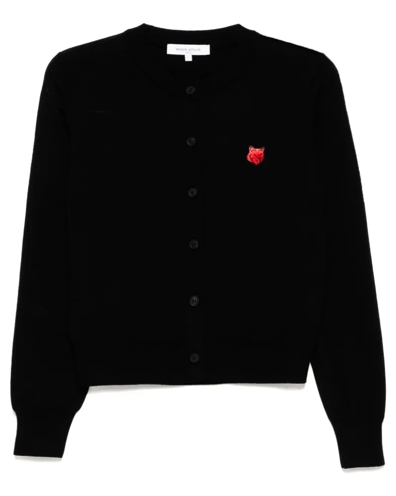Kitsuné Cardigan mit Bold Fox Head-Patch - Schwarz Schwarz