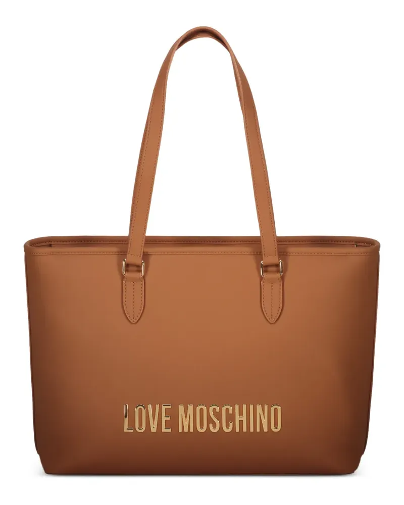 Moschino logo-plaque tote bag - Braun Braun