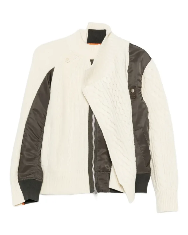 Sacai Hybrid-Jacke mit Zopfmuster - Weiß Weiß