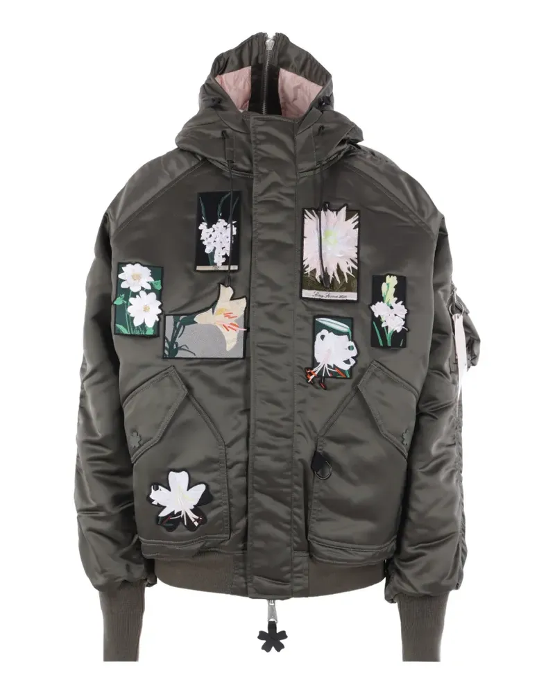 Alpha Industries x Cecilie Bahnsen Bomberjacke mit Blumen-Patch - Grün Grün