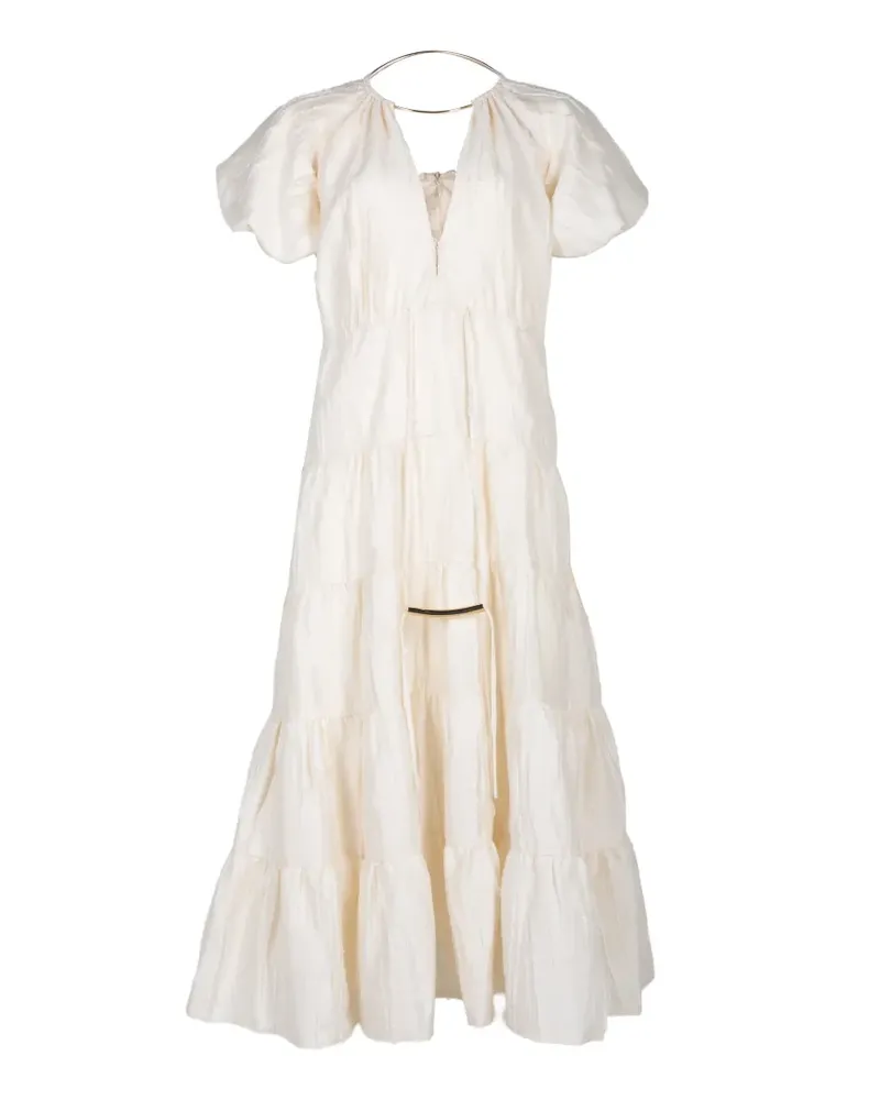 Alexis Gestuftes Luster Midikleid - Weiß Weiß