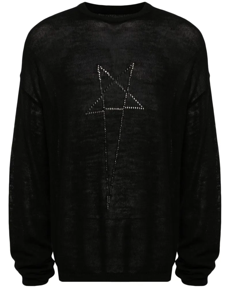 Rick Owens Fein gestrickter Pullover Schwarz