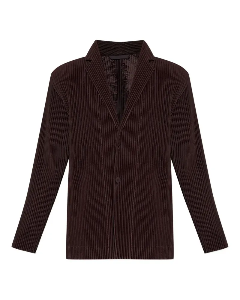 Issey Miyake pleated notch-lapel jacket - Braun Braun