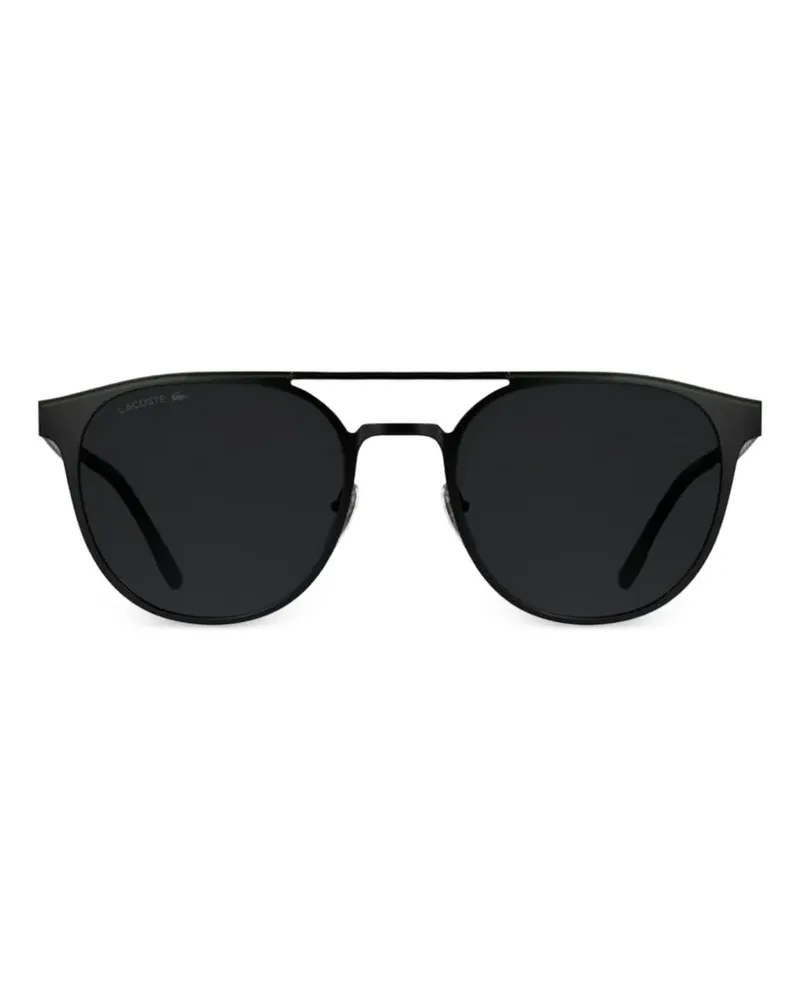 Lacoste Runde Sonnenbrille mit Doppelsteg - Schwarz Schwarz