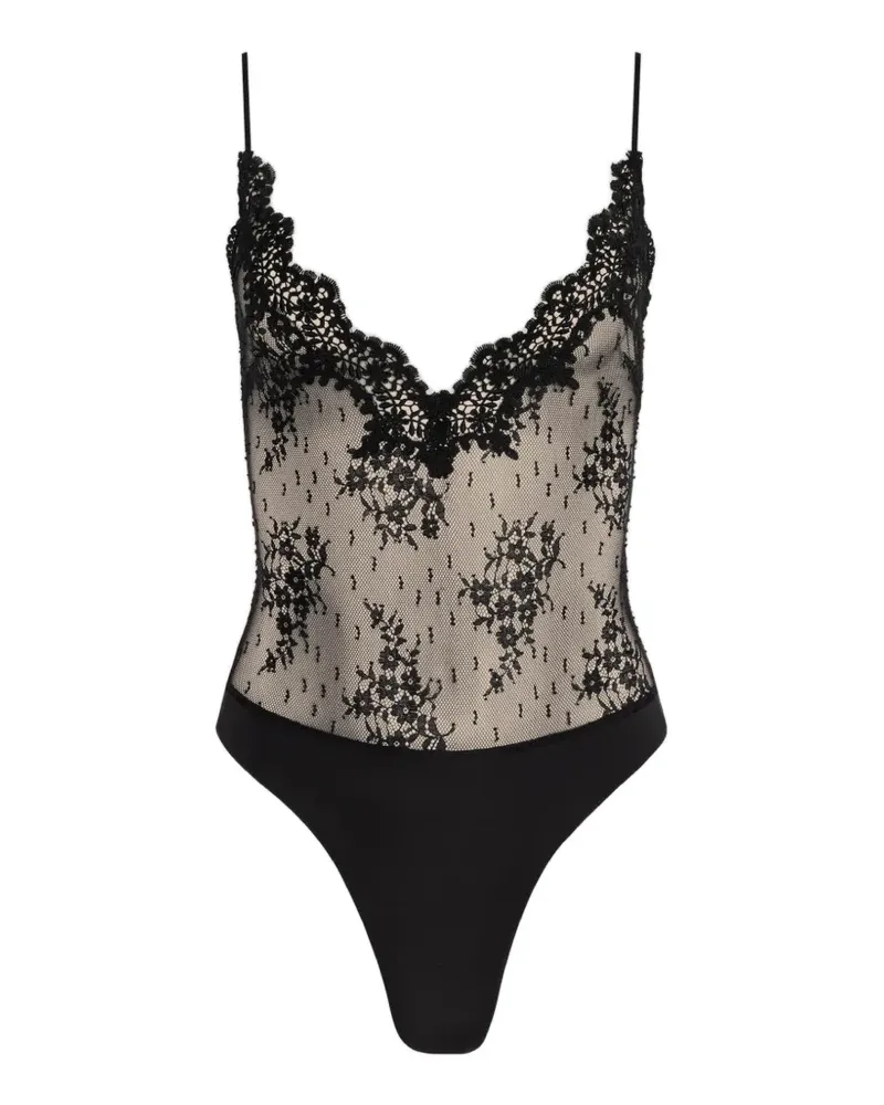 L'Agence Kaelith lace-trim bodysuit - Schwarz Schwarz