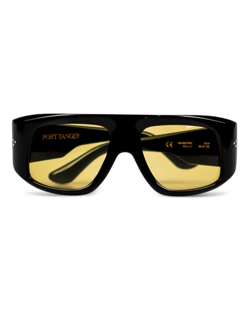 Port Tanger Sonnenbrille mit eckigem Gestell - Schwarz Schwarz