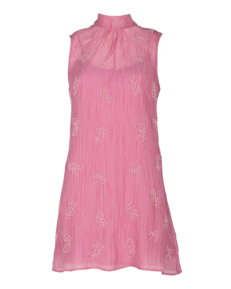 STAUD Albee bead-embellished mini dress - Rosa Rosa