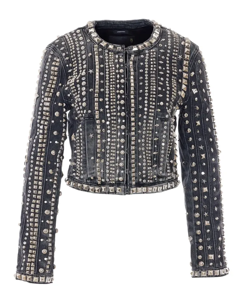 R13 studded hook-fastening denim jacket - Schwarz Schwarz