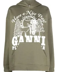 Ganni Hoodie aus Bio-Baumwolle Grün