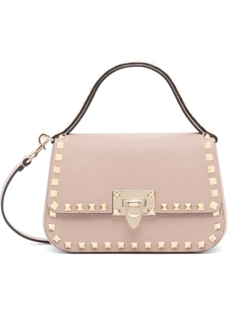 Valentino Garavani Rockstud small handbag in grainy calfskin - Rosa Rosa