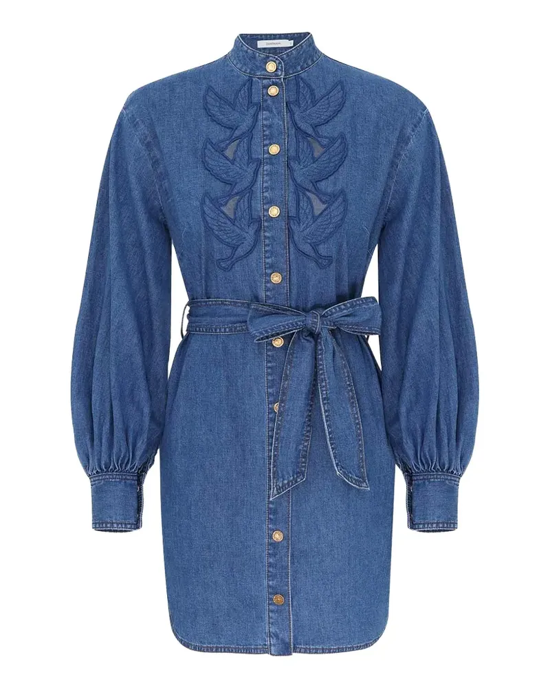 Zimmermann Minikleid mit Applikation - Blau Blau