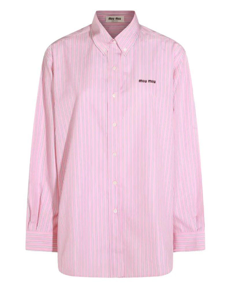 Miu Miu striped-pattern logo-embroidered shirt - Rosa Rosa