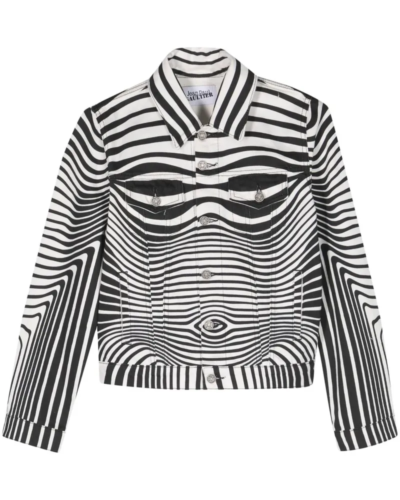 Jean Paul Gaultier Jeansjacke mit Morphing Digital-Print - Weiß Weiß