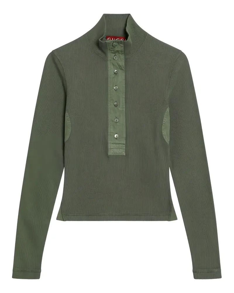 Gucci Geripptes Langarmshirt - Grün Grün