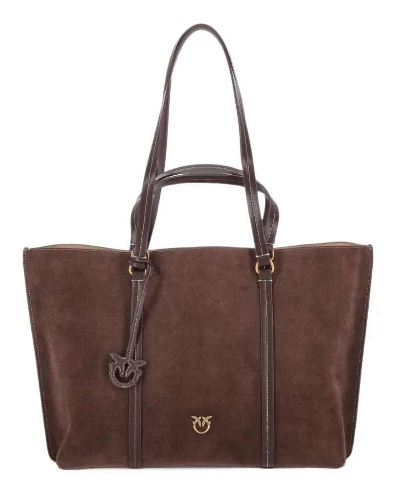Pinko Love Birds suede tote bag - Braun Braun