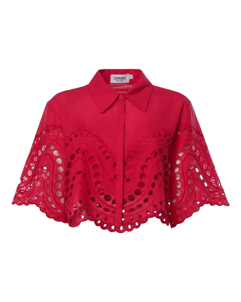 Charo Ruiz Storm broderie-anglaise cropped shirt - Rot Rot