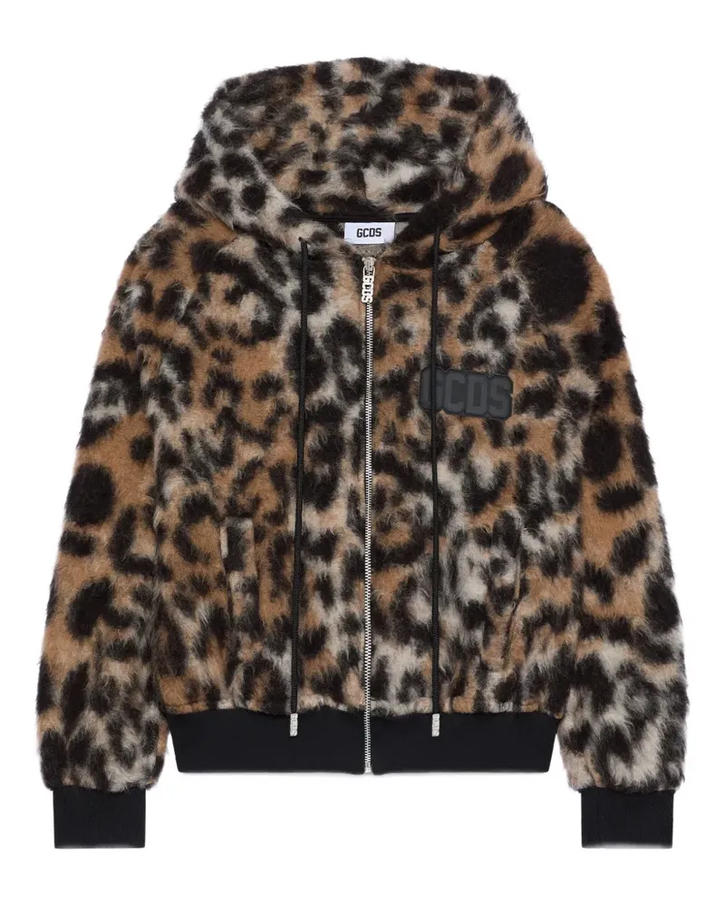 GCDS Kapuzenjacke mit Animal-Muster - Braun Braun