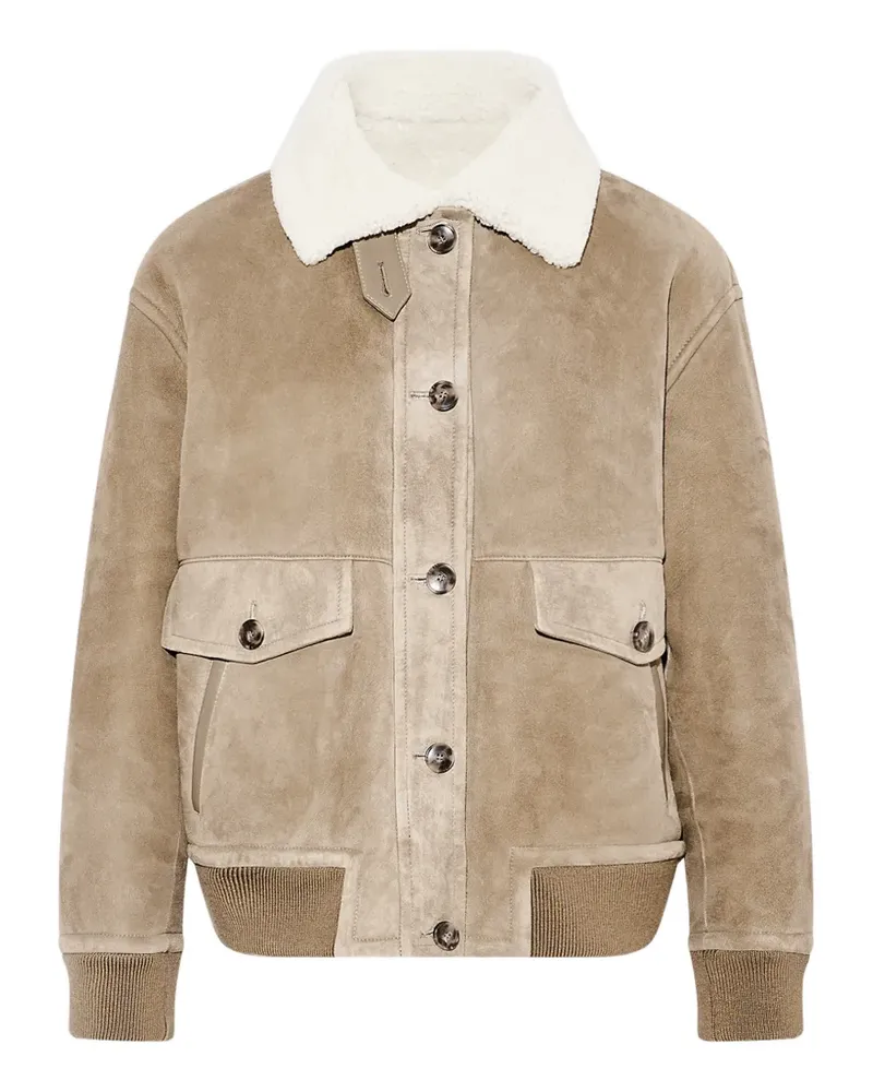Yves Salomon Bomberjacke mit Shearling - Nude Nude