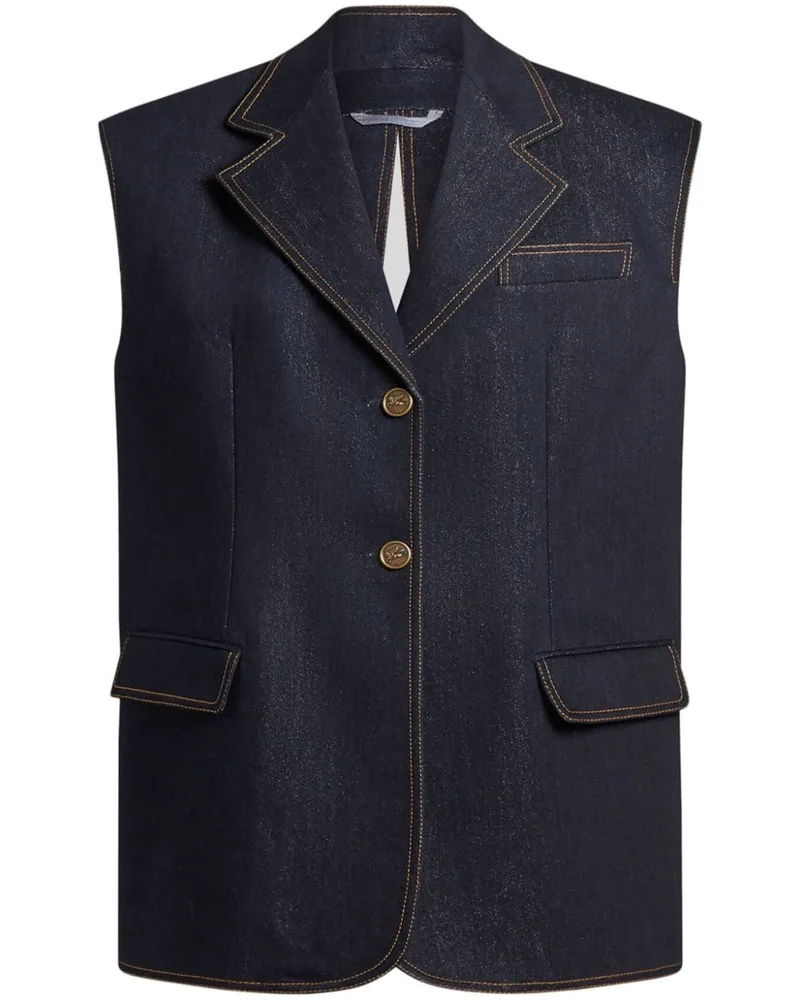 Etro Jeansweste aus Lurex - Blau Blau