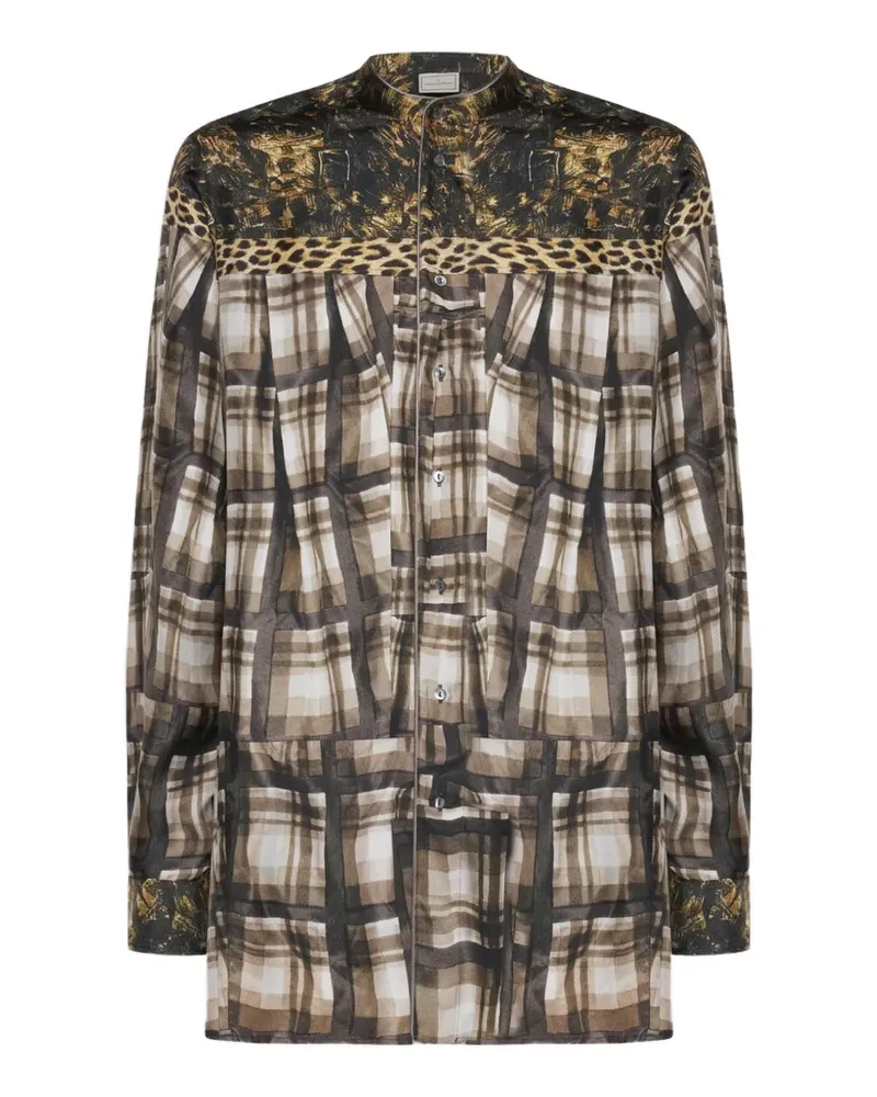 Pierre-Louis Mascia Kariertes Aloe Hemd mit Leopardenprint - Nude Nude