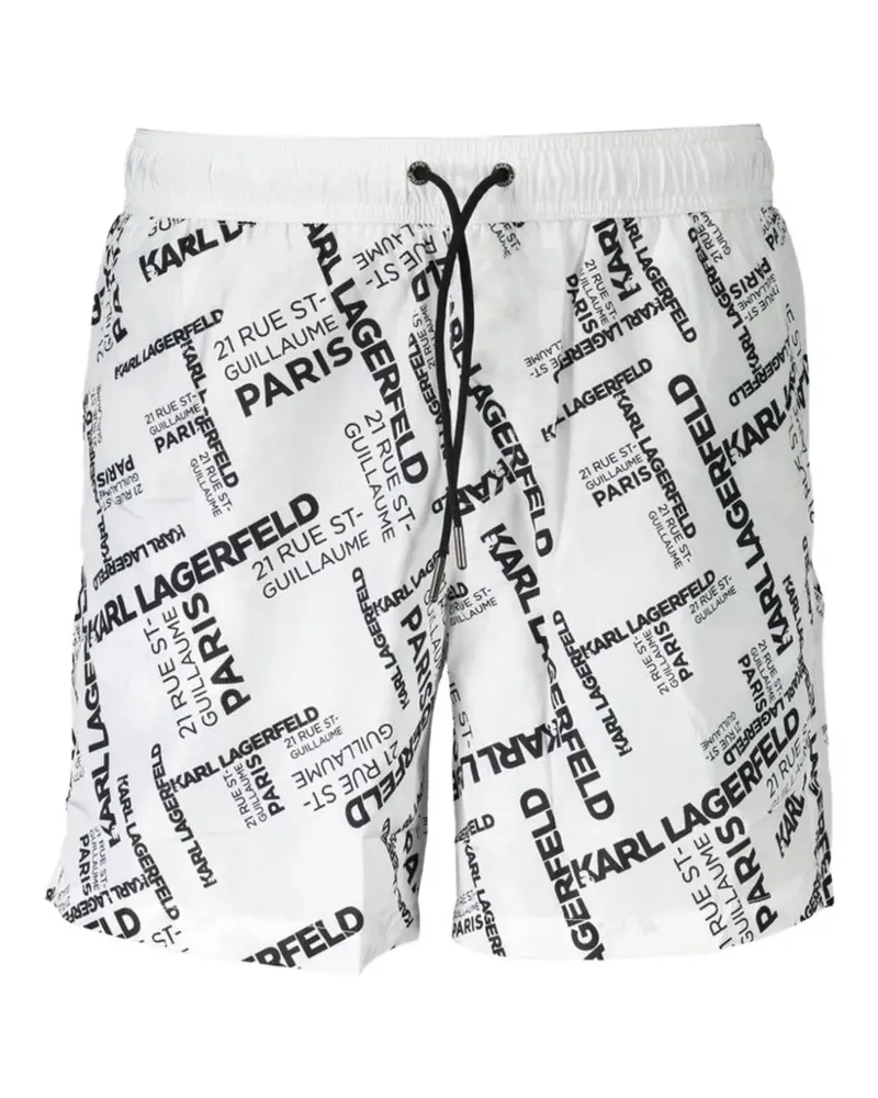 Karl Lagerfeld logo-print drawstring swim shorts - Weiß Weiß