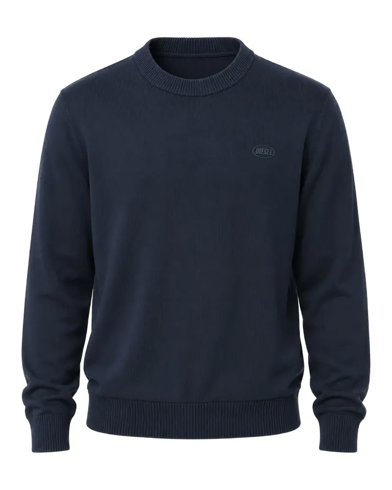Diesel Out-Out Pullover mit Rundhalsausschnitt und Logo-Patch - Blau Blau