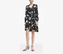 Wickelkleid mit abstraktem Print - Schwarz