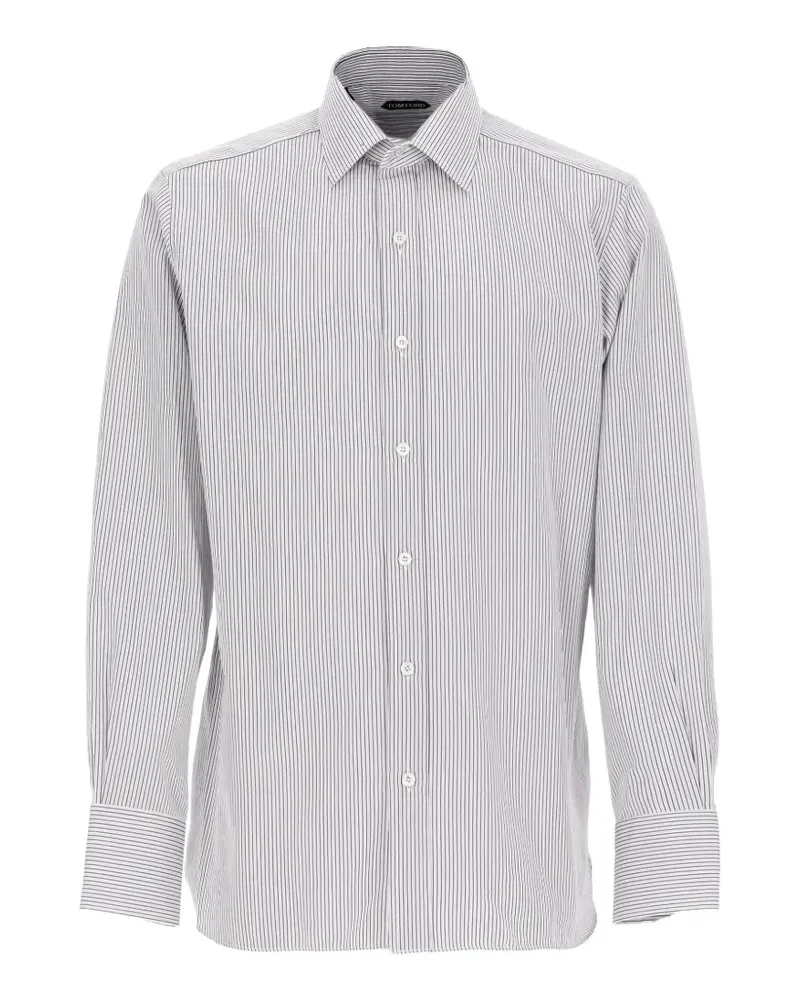 Tom Ford vertical-stripe long-sleeve shirt - Weiß Weiß