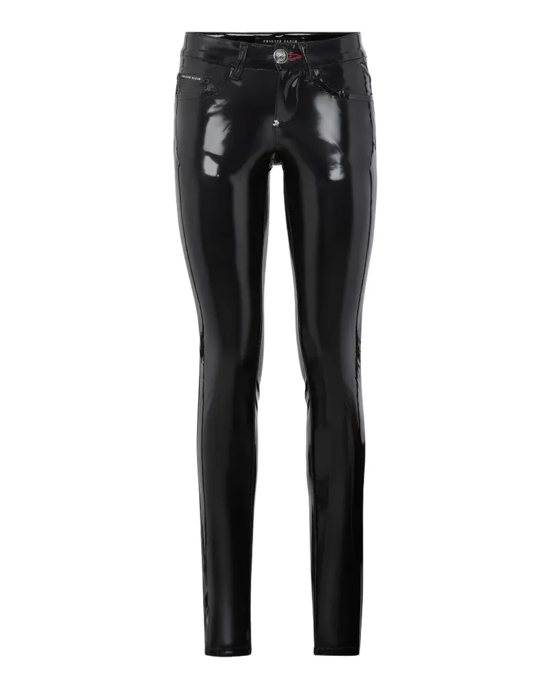 Philipp Plein patent-finish trousers - Schwarz Schwarz