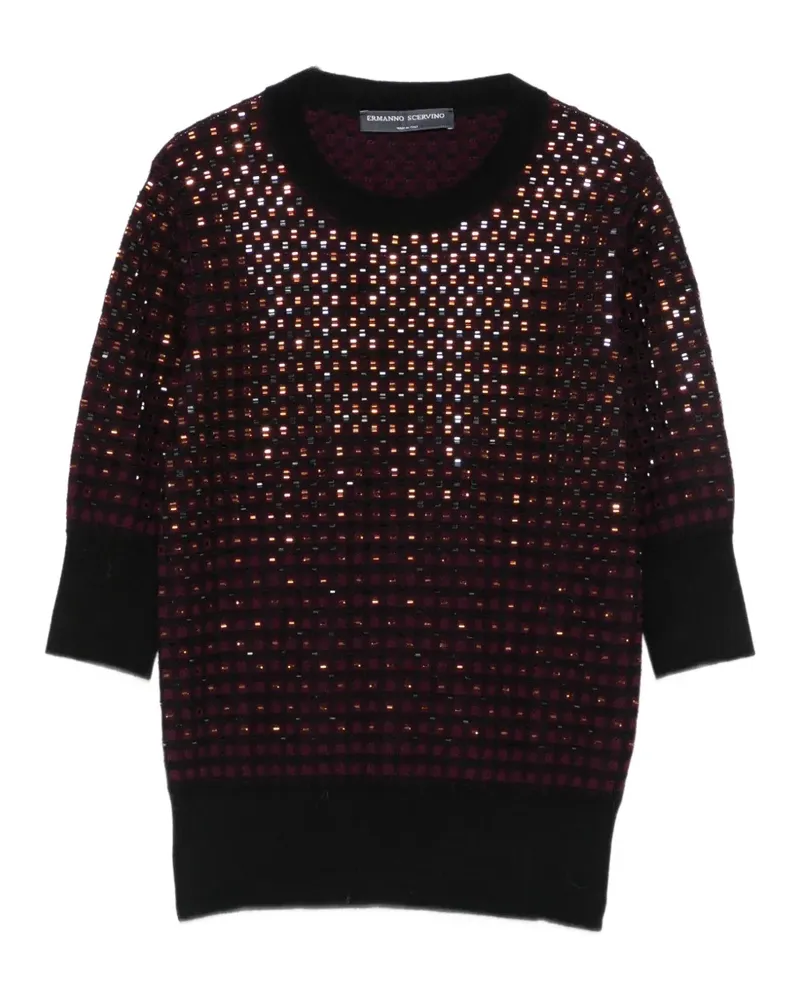 Ermanno Scervino check-pattern sequin-embellished sweater - Violett Violett