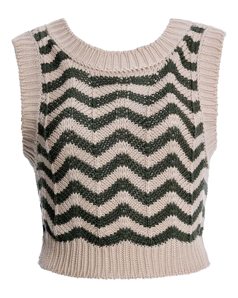 AGUA BENDITA Emory Top mit Zickzackmuster - ÉTÉ BEIGE/GREEN Été