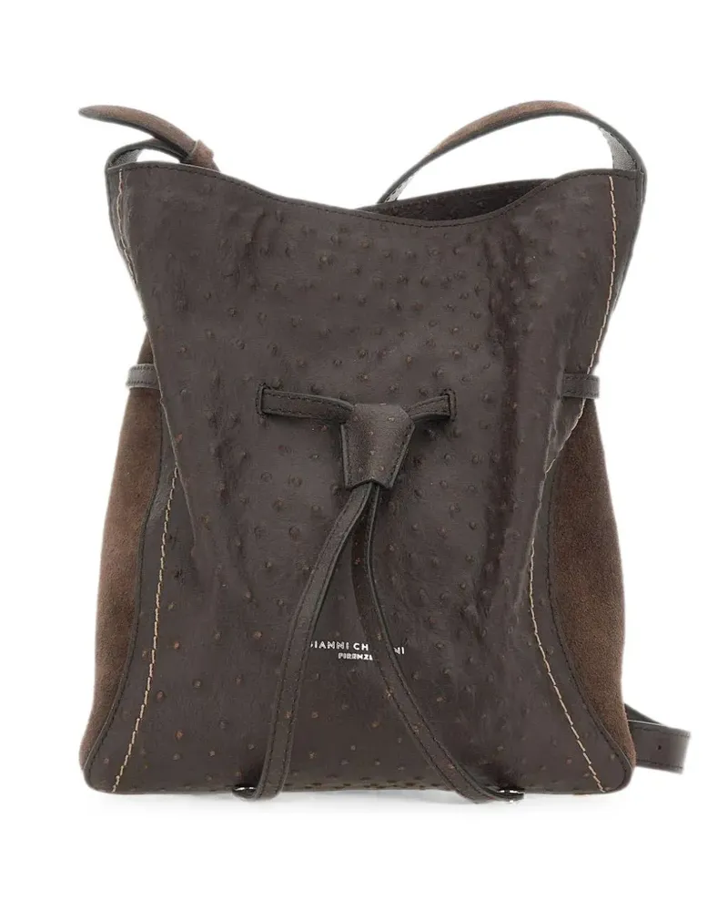 Gianni Chiarini Sienna ostrich-effect shoulder bag - Braun Braun