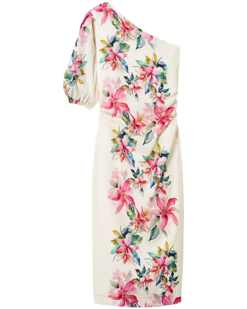 Twin-Set Midikleid mit Print - Weiß Weiß