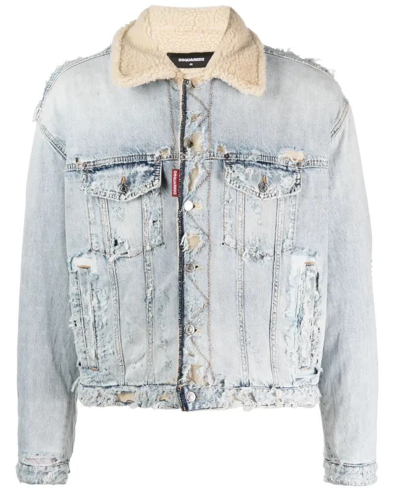 Dsquared2 Jeansjacke im Distressed-Look - Blau Blau