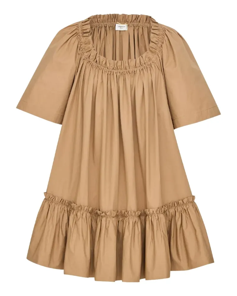 Saint Laurent Minikleid mit Rüschen - Nude Nude