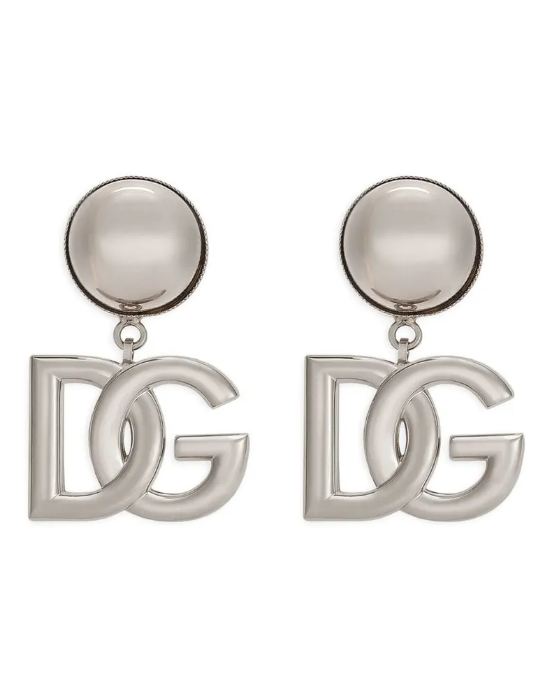 Dolce & Gabbana Ohrclips mit Logo - Silber Silber