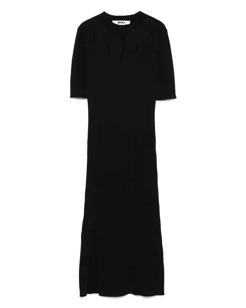 DKNY Geripptes Midikleid - Schwarz Schwarz
