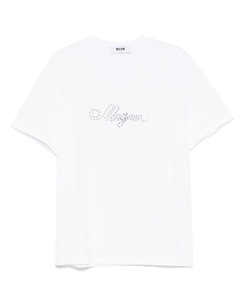 MSGM T-Shirt mit Logo-Stickerei - Weiß Weiß