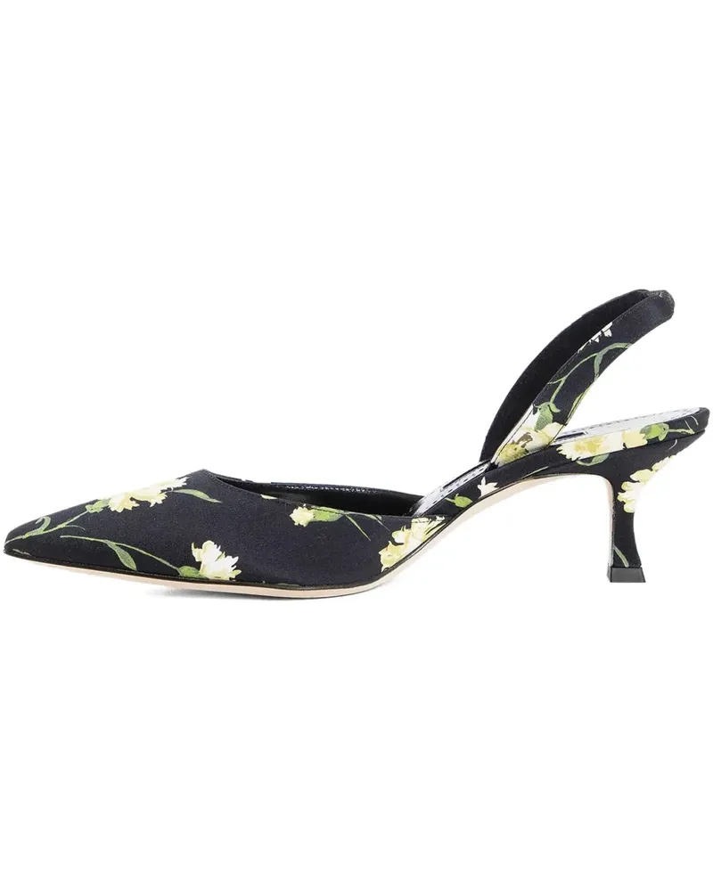 Manolo Blahnik Carolyne Slingback-Pumps mit Blumen 50mm - Schwarz Schwarz