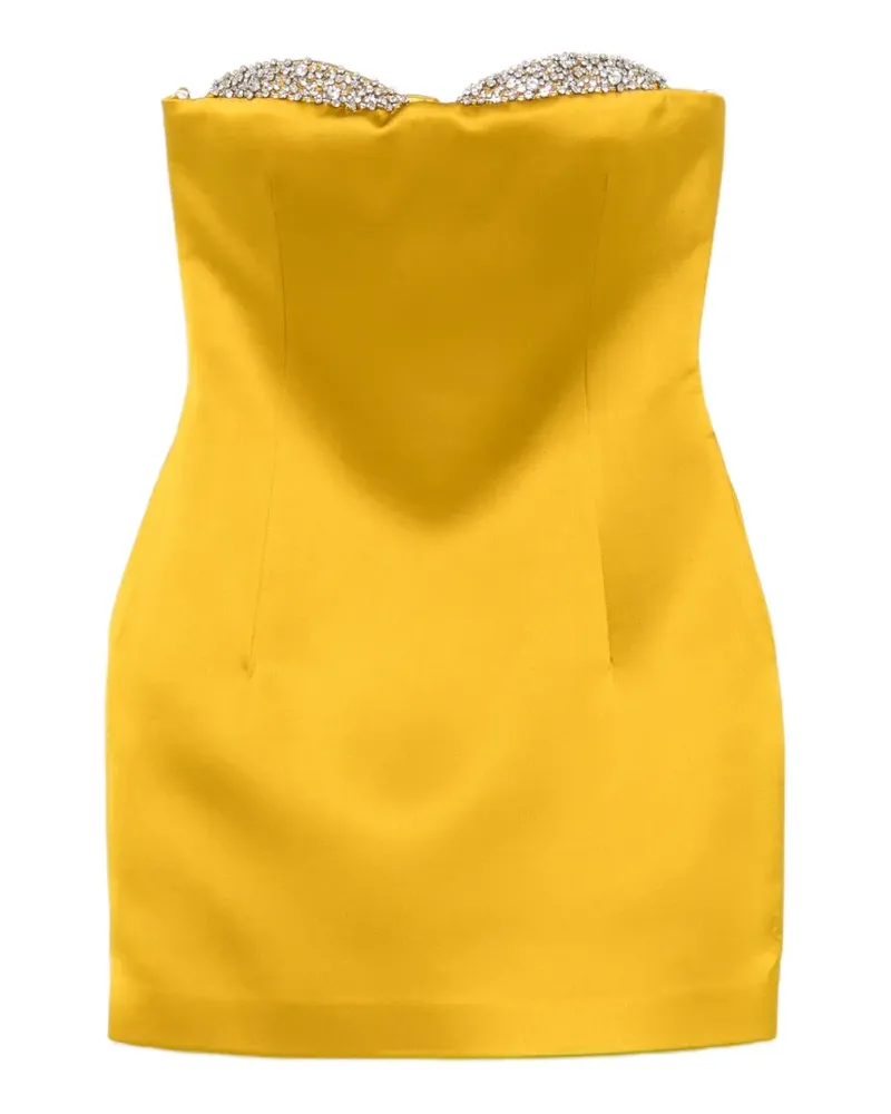 The New Arrivals Ilkyaz Ozel Schulterfreies Noelie Kleid mit Kristallen - Gelb Gelb