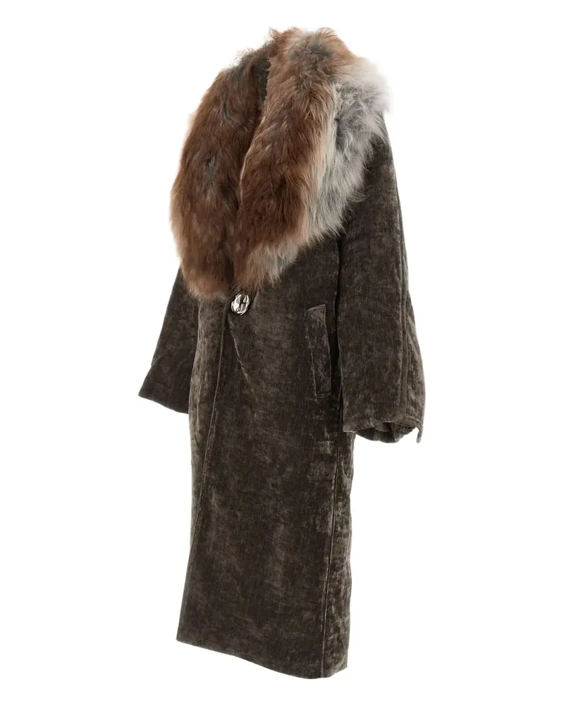 JACQUES shearling jewel-button coat - Braun Braun