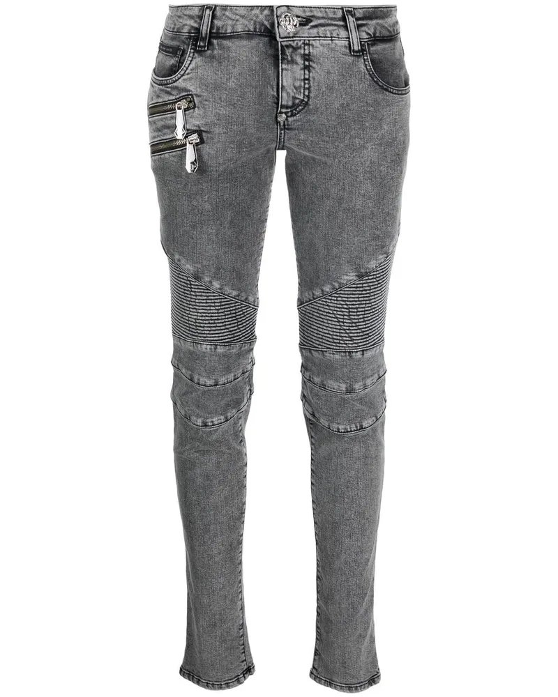 Philipp Plein Tief sitzende Bike Skinny-Jeans - Grau Grau