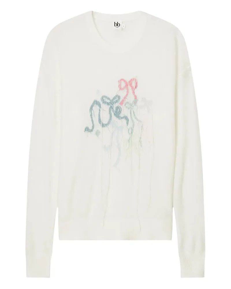 b+ab Bestickter Pullover - Weiß Weiß