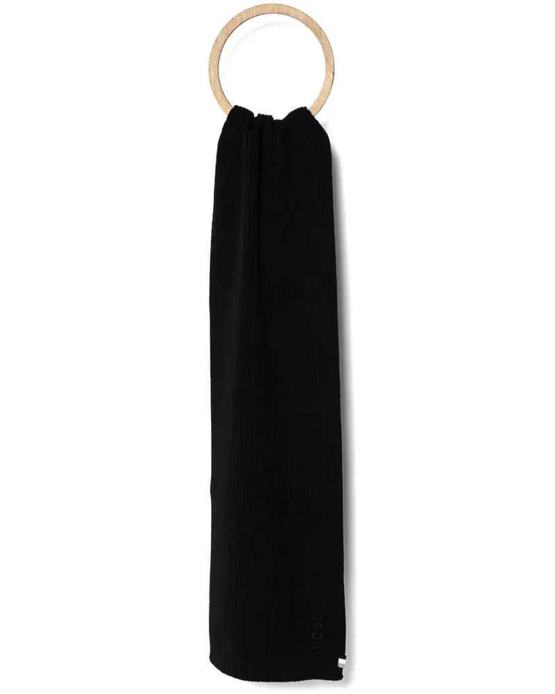 HUGO BOSS Gerippter Strickschal - Schwarz Schwarz