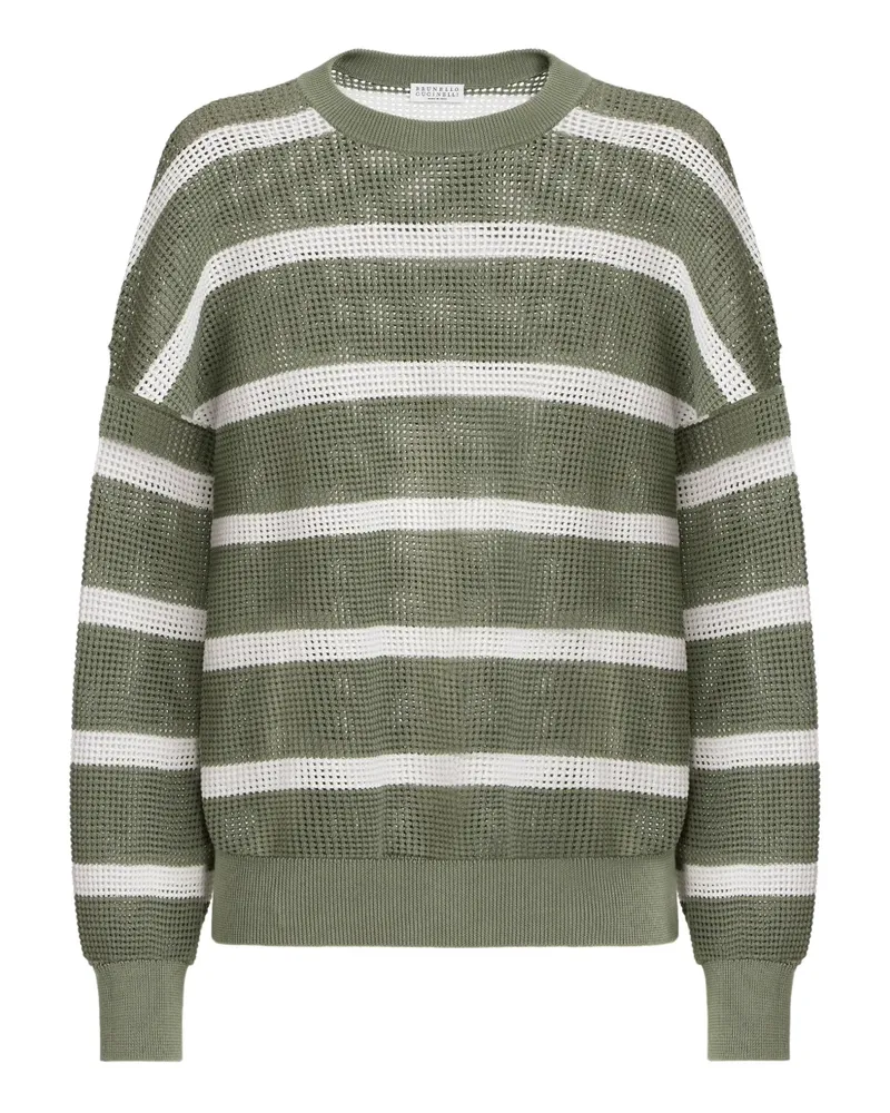 Brunello Cucinelli Gestreifter Pullover - Grün Grün