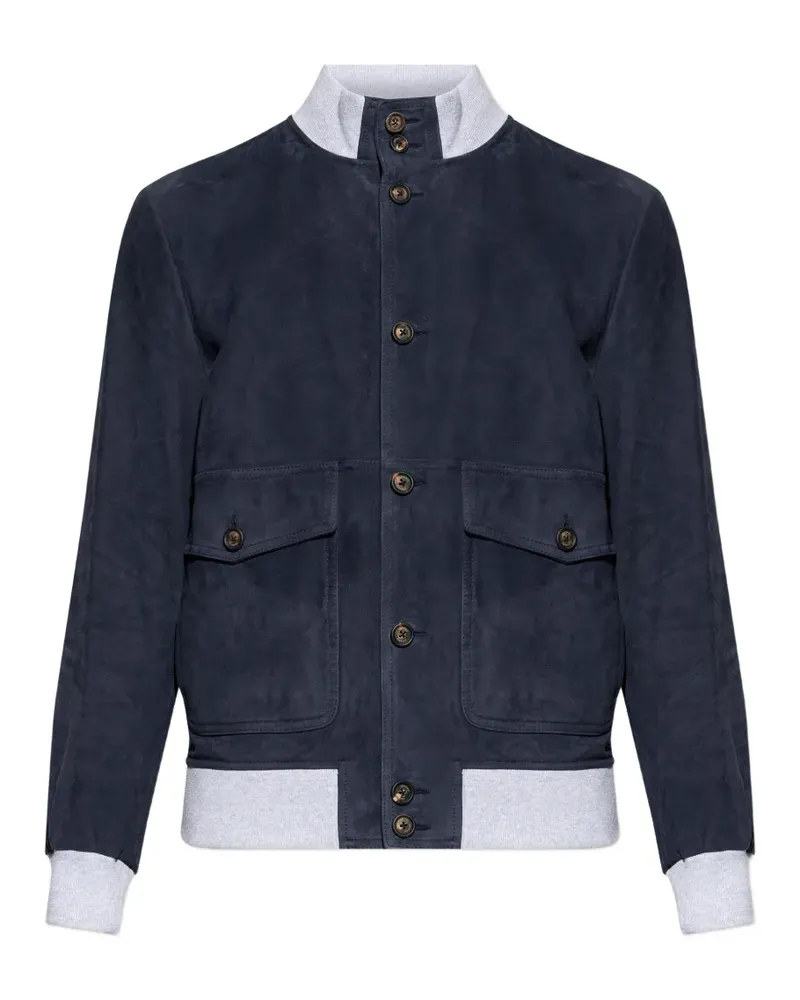Eleventy pocket button leather jacket - Blau Blau