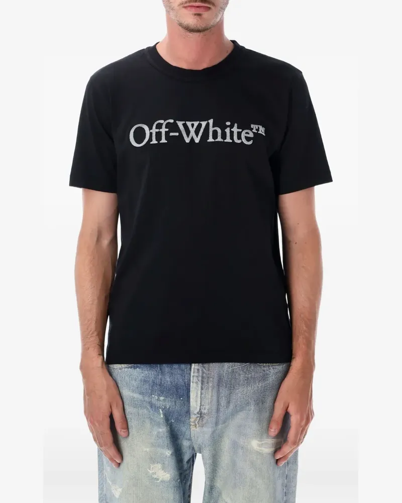 OFF-WHITE T-Shirt mit Logo-Stickerei - Schwarz Schwarz