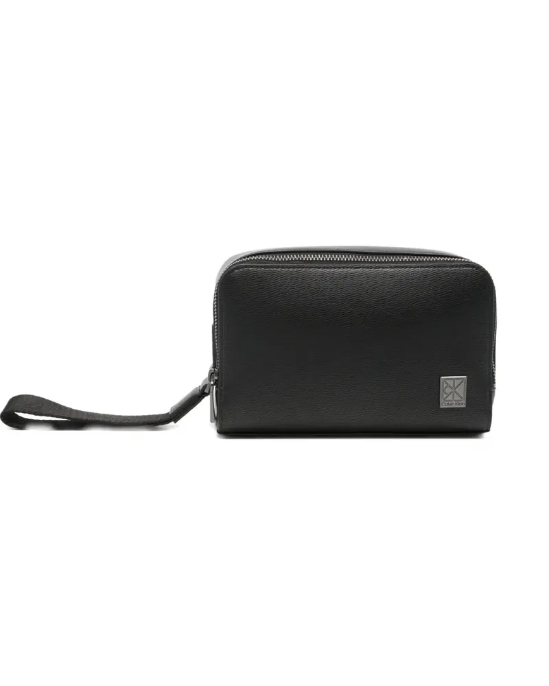 Calvin Klein logo-plaque pebbled tote bag - Schwarz Schwarz